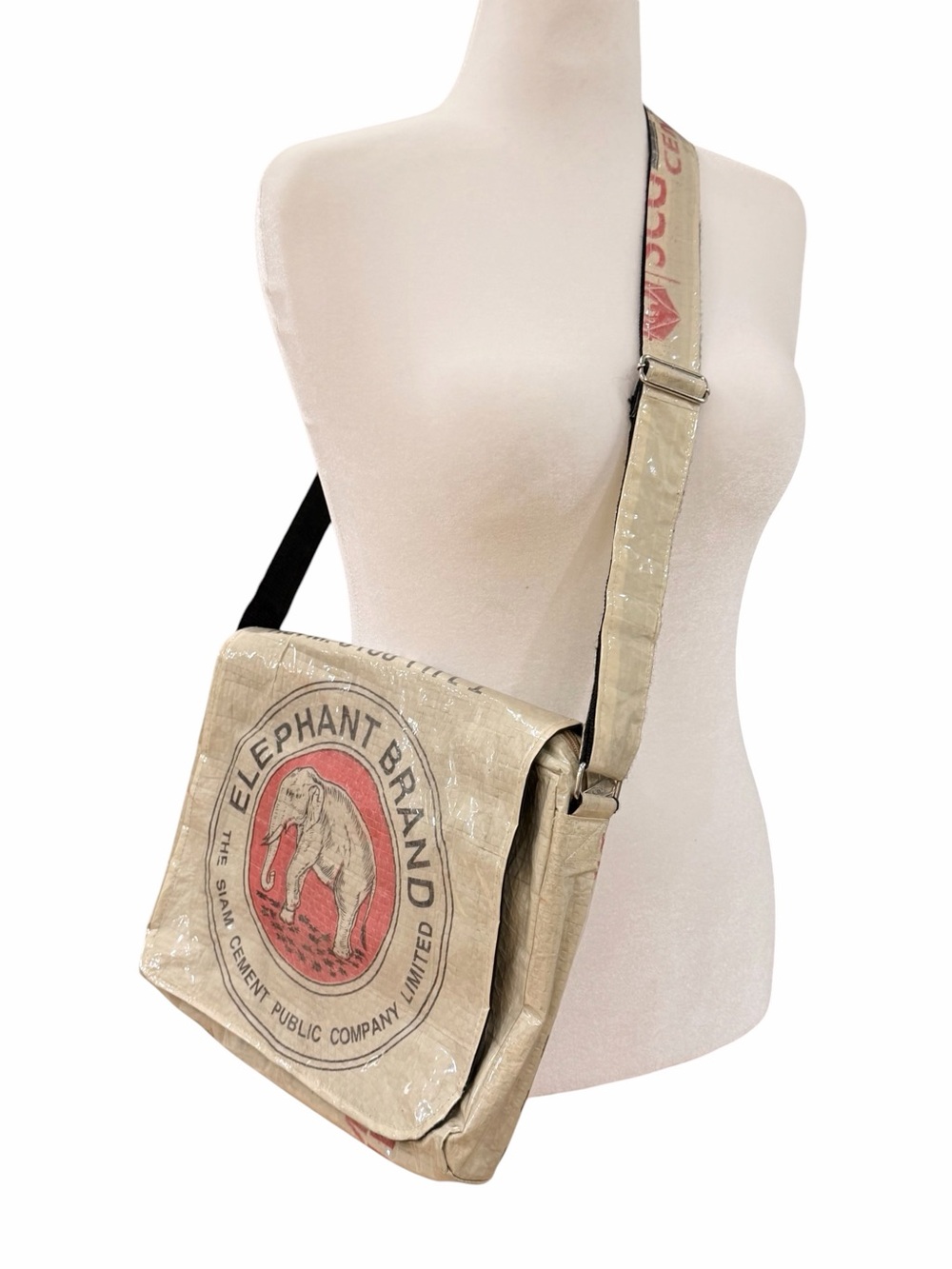 Recycled Upcycled Elephant Brand Cement Sack
Messenger Bag Crossbody Industrial - Picture 2 of 6